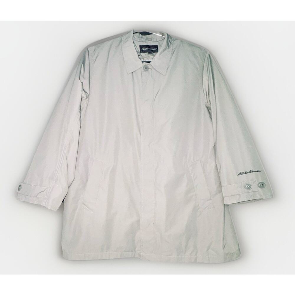 Eddie Bauer Cloud Gray Mens 2X Trench Coat Detachable Quilt Down Vestโ Liner XXL